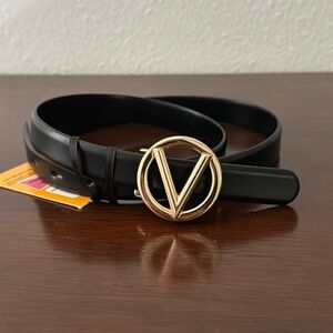 Valentino by Mario Valentino Logo Leather Belt Size M